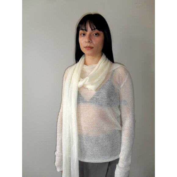 Issey Miyake White Knit Top with Scarf - Picture 1 of 4